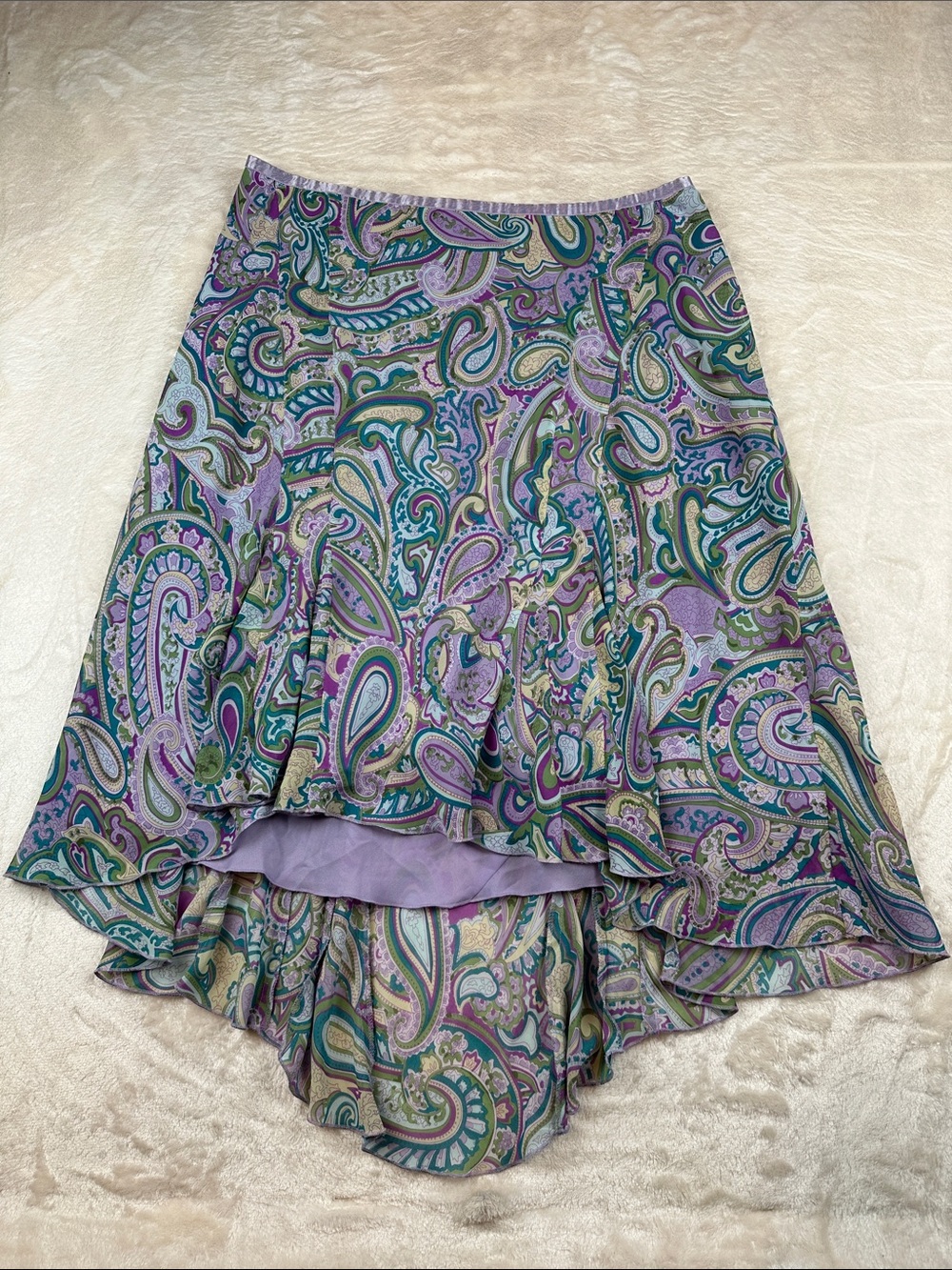 Lane Bryant Size 18/20 Purple & Teal Paisley High-Low Skirt | Summer | Casual